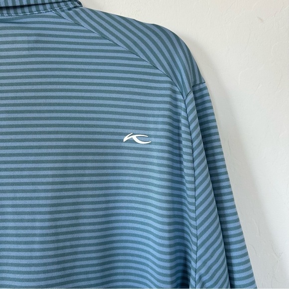 Kjus Lee Sage Green Light Blue Men’s Striped Short Sleeve Golf Polo Xtra Large - Picture 9 of 11